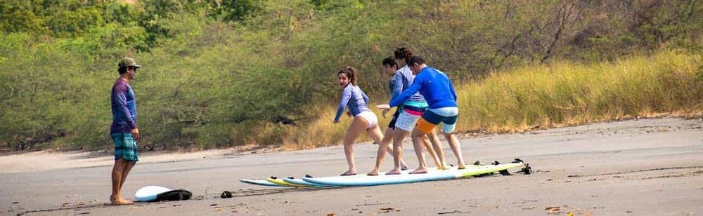 Iguanita beach and surfing lessons with instructor for beginners