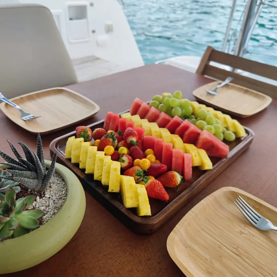 Fruits and food are included on this Catamaran trip.