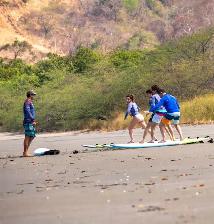 Surf lessons with an instructor for beginners in the Gulf Papagayo.